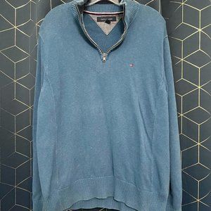 Blue Tommy Hilfiger Quarter (1/4) Zip Pull over (Size Large)